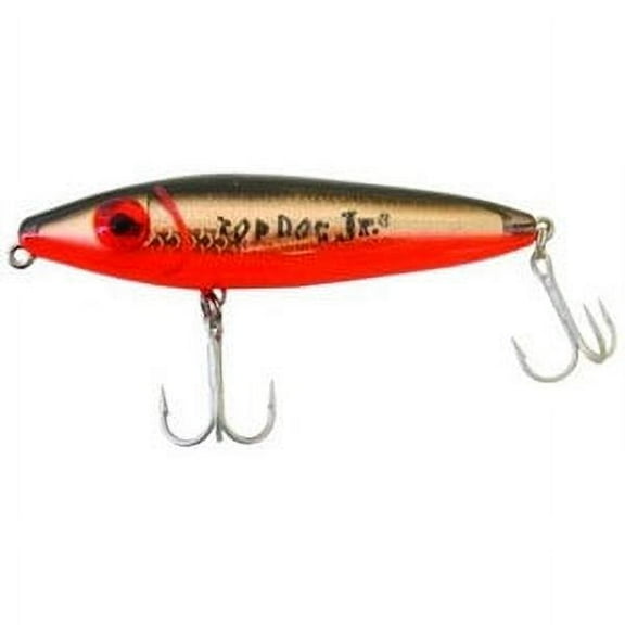 MirrOlure Mirrodine Top Dog Jr. 4" Surface Walker Fishing Lure, Black, Orange, & Gold Scales, 3/4 oz, 84MR-808