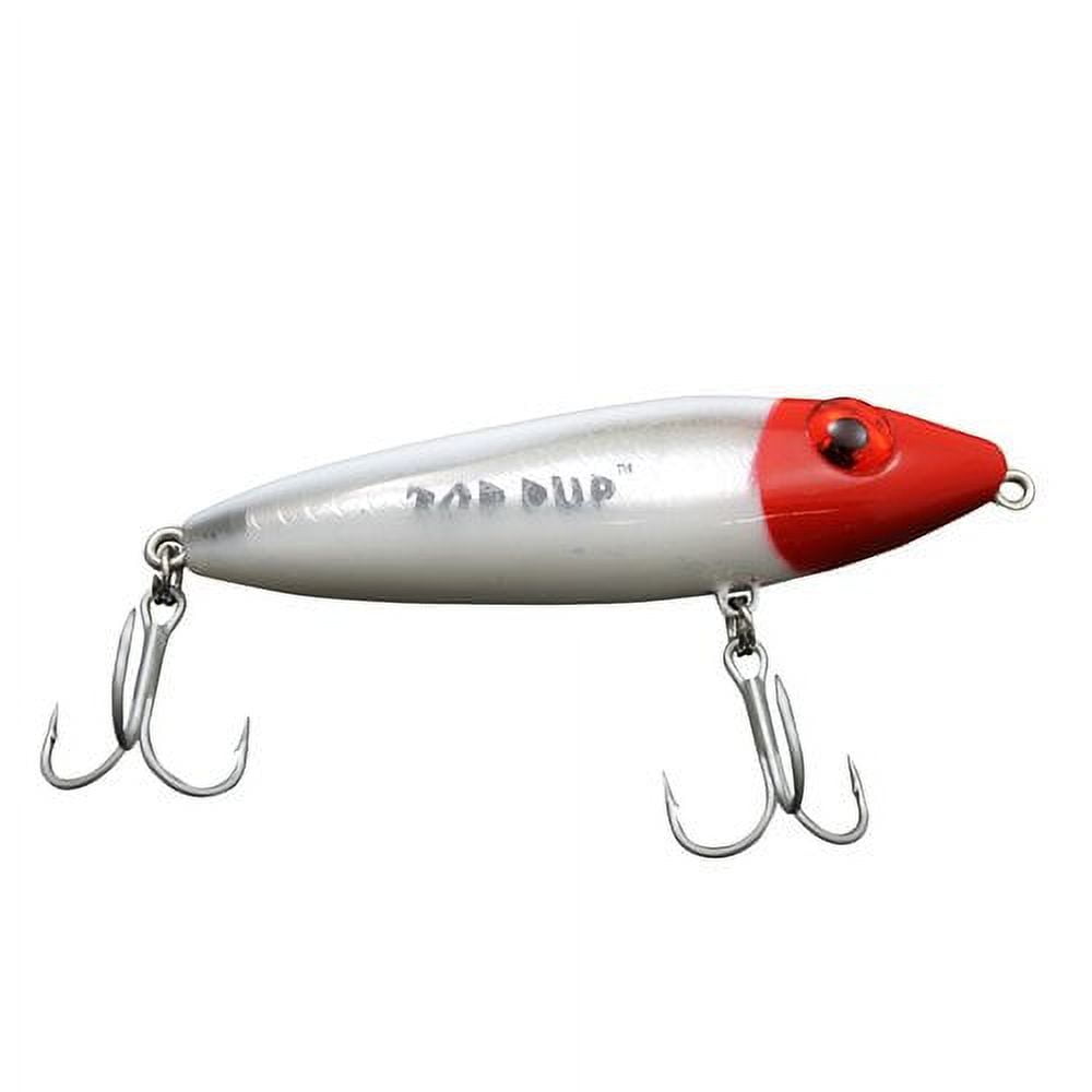 MirrOlure Top Pup 3-1/2 Fishing Lure, White & Red, 3/8 oz