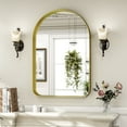 thumbnail image 1 of Mirrasia 26"x38" Arched Bathroom Mirror Rounded Corner Wall Mirror with Metal Deep Frame, Gold, 1 of 6