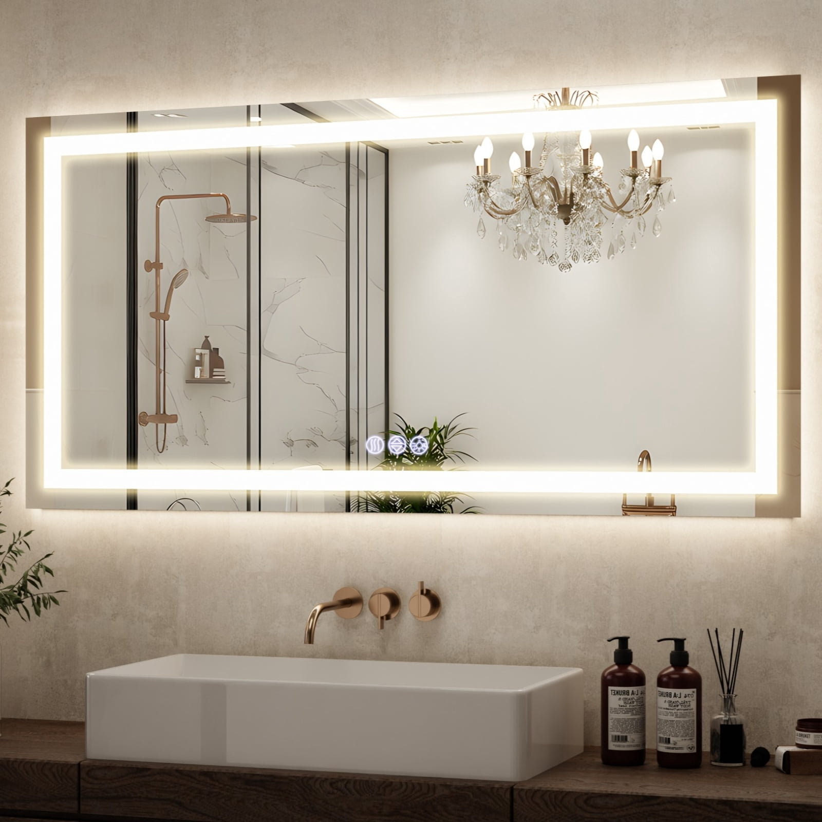 Mirrasia 30"x60" LED Bathroom Mirror Lighted Vanity Wall Mirror 3 Color Temperature Dimmable Mirror