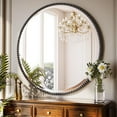 thumbnail image 1 of Mirrasia 32" Round Wall Mirror Decoration Hanging Mirror With Beaded Frame,Black, 1 of 6