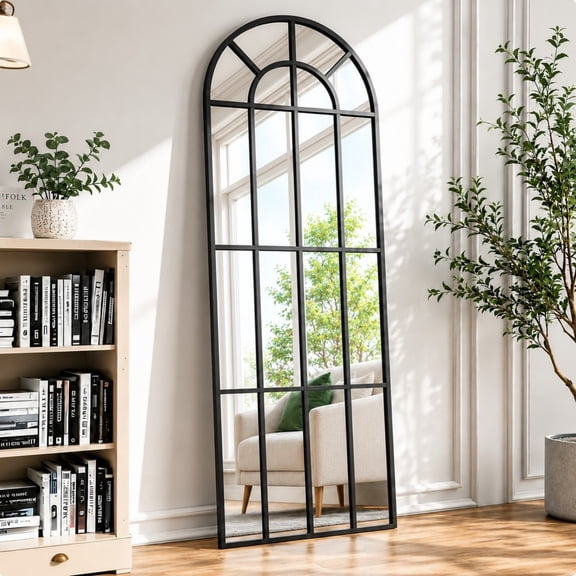 Mirrasia 69"x25" Full Length Mirror with Windowpane Wall Mirror,Black