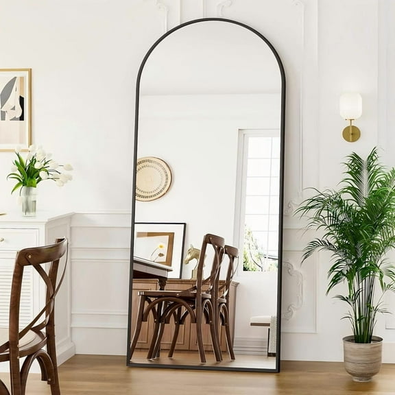 Mirrasia 71.3" x 26" Arched Full Length Mirror Floor Mirror with Stand，Black