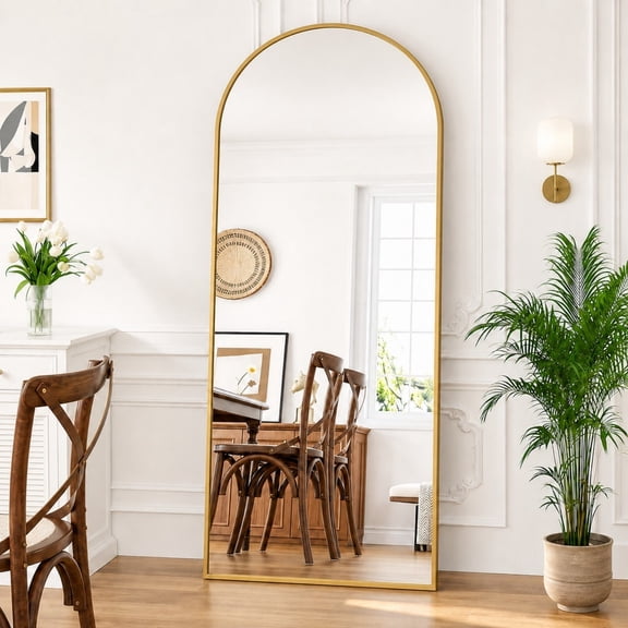 Mirrasia 71.3" x 26" Arched Full Length Mirror Full Body Mirror Wall Mounted, Gold