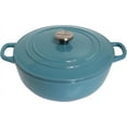 thumbnail image 1 of Mirro MIR- Quart Cast Iron White Enamel Coated Interior Dutch Oven, Teal, Ready to Use, 1 of 3