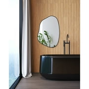 Mirrona Asymmetrical Mirror,Decorative Irregular Mirror 35X27 Inches - Black