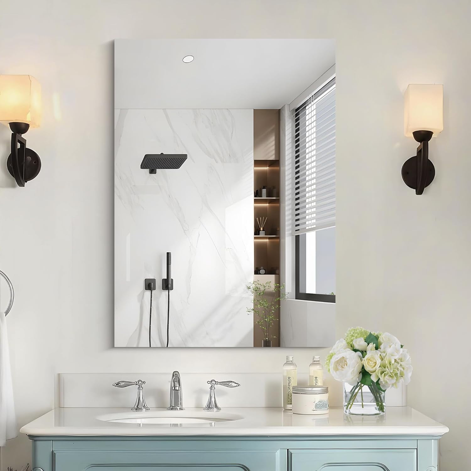 Mirror, 20"x28" Bathroom Mirror for Over Sink, Unframed Vanity Mirror, Rectangle Mirror for Wall ...