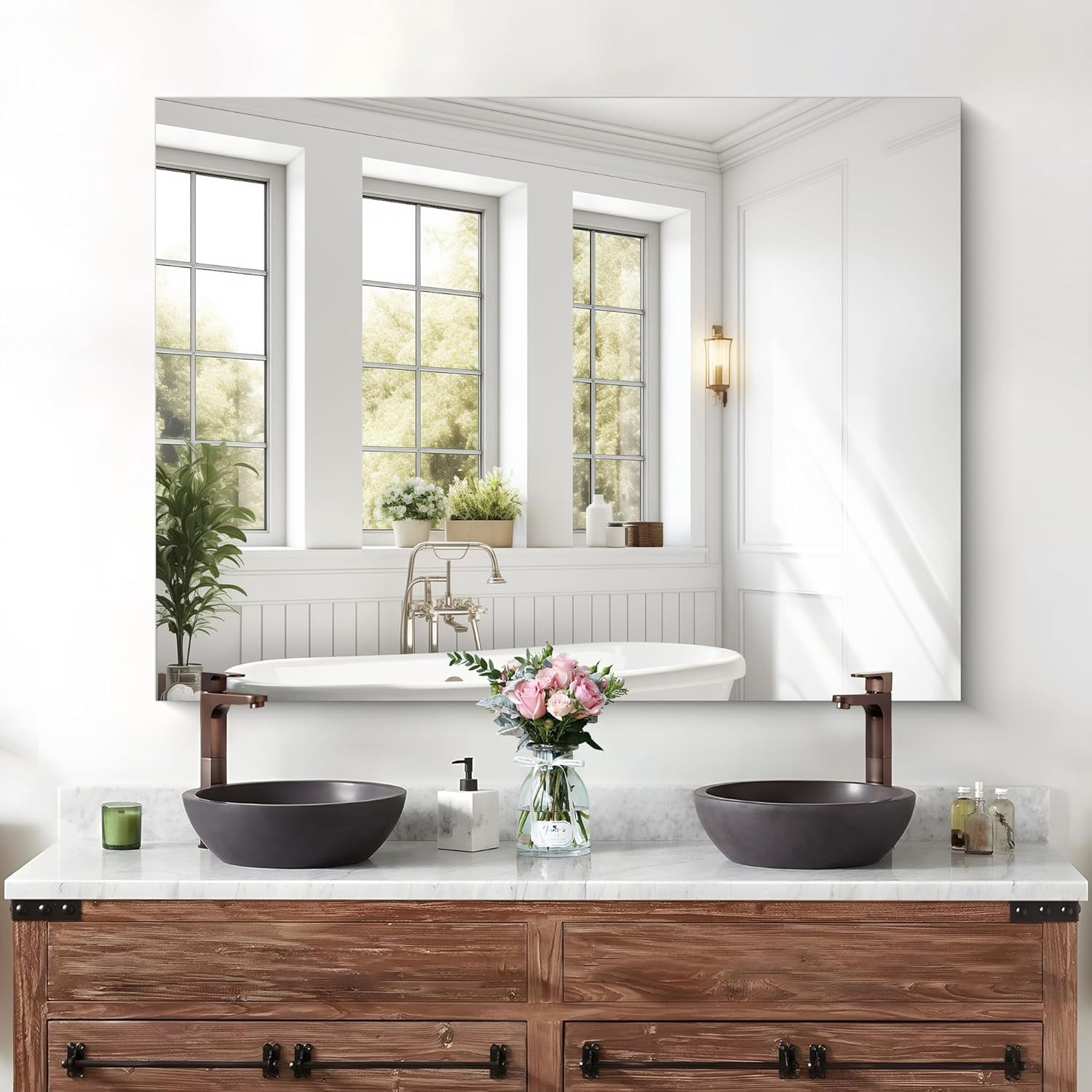 Mirror, 36"x48" Bathroom Mirror for Over Sink, Unframed Vanity Mirror ...