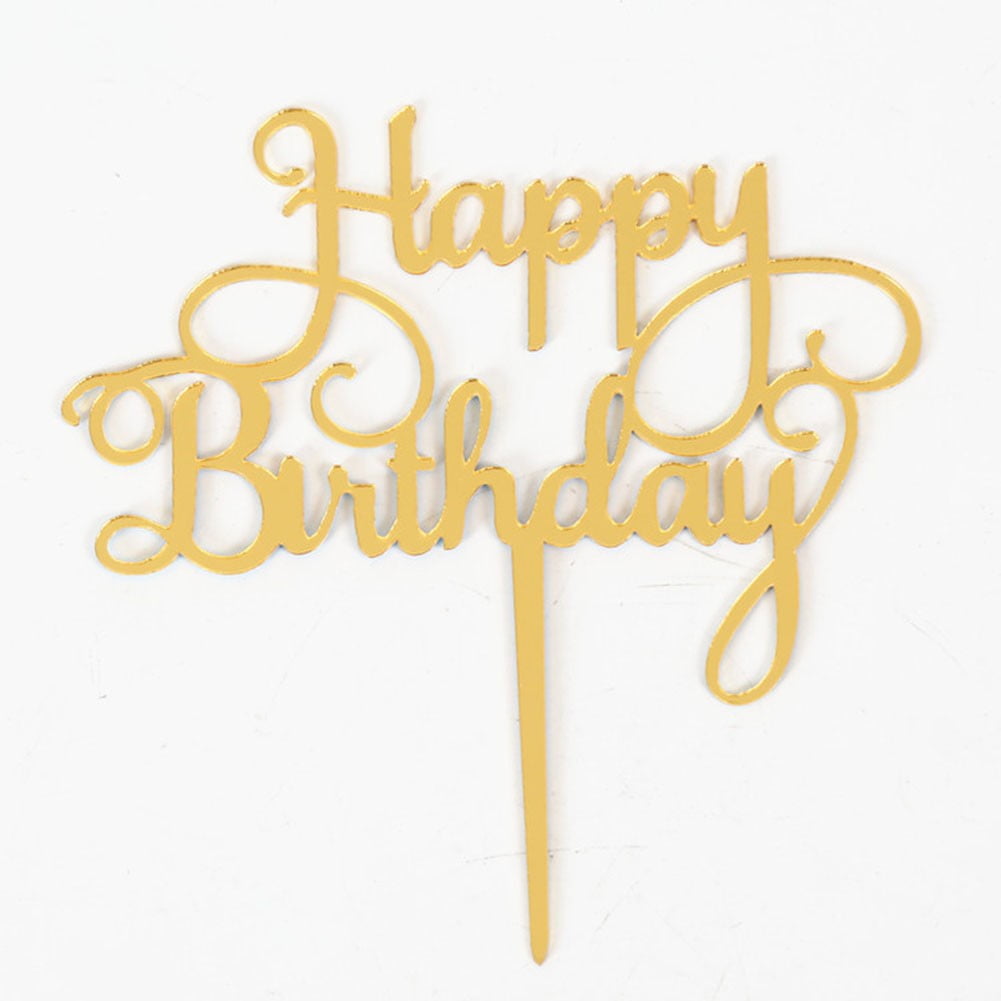Mirror Acrylic Double-Sided Happy Birthday Cake Insert Bakery Dessert ...