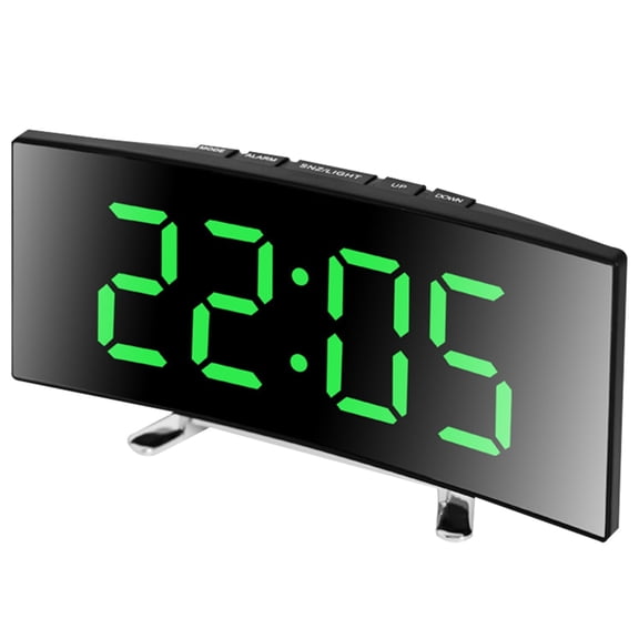 Mirror Alarm Clock 6 Inch Mirror Digital Clock Electronic Bedside Table Clock Digital Clock For Bedroom Curved Screen