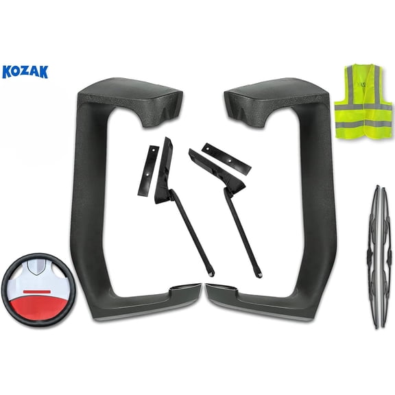 Mirror Arm Covers with Support Brackets Set Compatible with Volvo VNL 2004+
