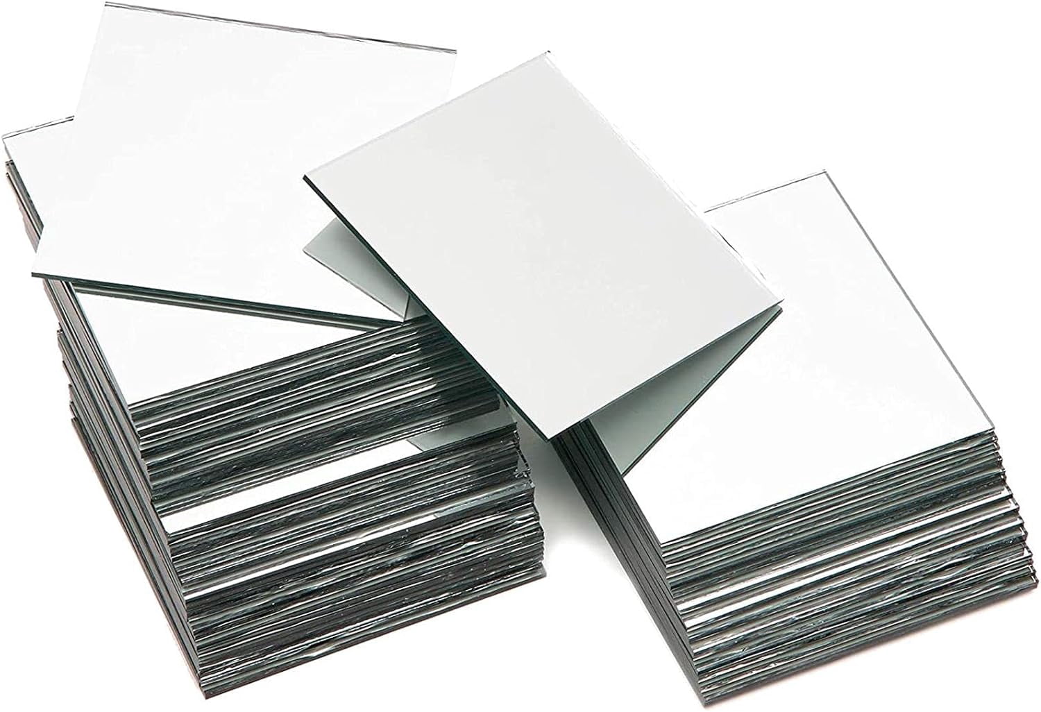 Mirror Art Tiles - 3 in, Silver, 50 Pack - Adhesive Mirror Mosaic Tiles for DIY Crafts & Stick-On Wall Decor