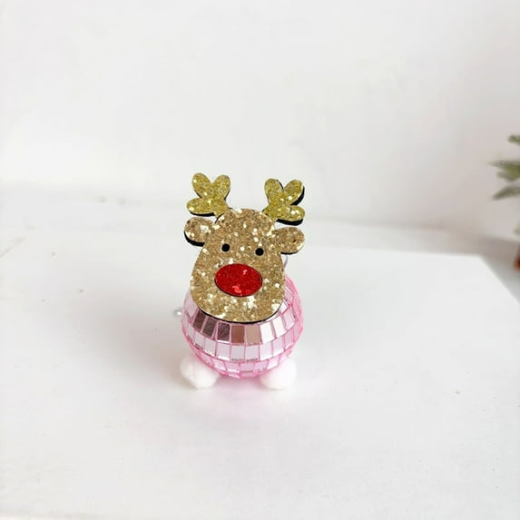 Mirror Ball Deer Christmas Tree Pendant, Reflective Holiday Ornament for Modern Home Party Decor, Desktop Display, 7x4x4cm