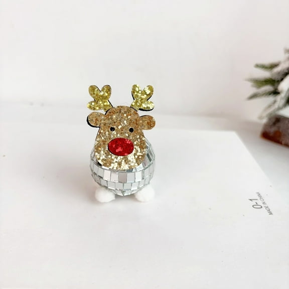 Mirror Ball Deer Christmas Tree Pendant, Reflective Holiday Ornament for Modern Home Party Decor, Desktop Display, 7x4x4cm