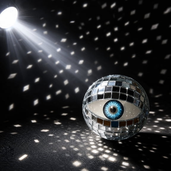 Mirror Ball Halloween Tabletop Orb, 4" Reflective Disco Decor Ornament for Home Bar & Party, Spooky Season Centerpiece, Disco Ball Effect, Mood Lighting, Retro 70s Halloween Vibe