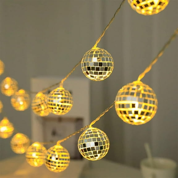 Mirror Ball String Lights, 20 LED 3 M Globe Disco Ball Mirror Fairy Lights Battery Powered Decoration Lights for Home, Thanksgiving, Festival Party, Christmas, Halloween