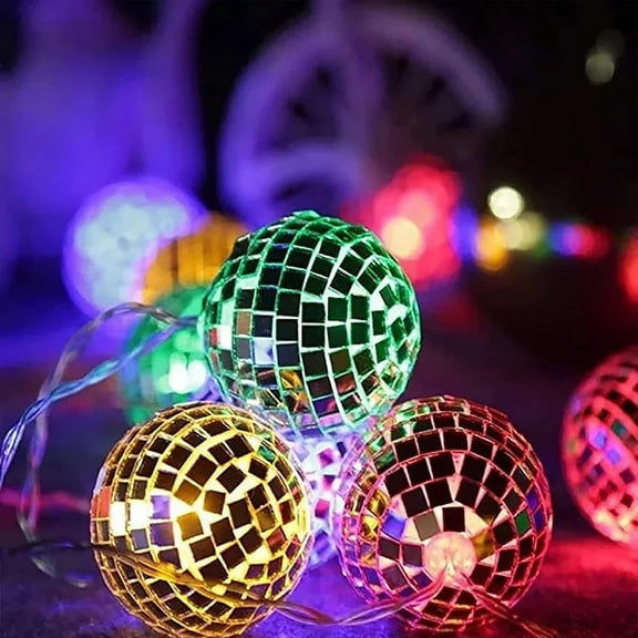 Mirror Ball String Lights, 20 LED 3 M Globe Disco Ball Mirror Fairy Lights Battery Powered Decoration Lights for Home, Thanksgiving, Festival Party, Christmas, Halloween