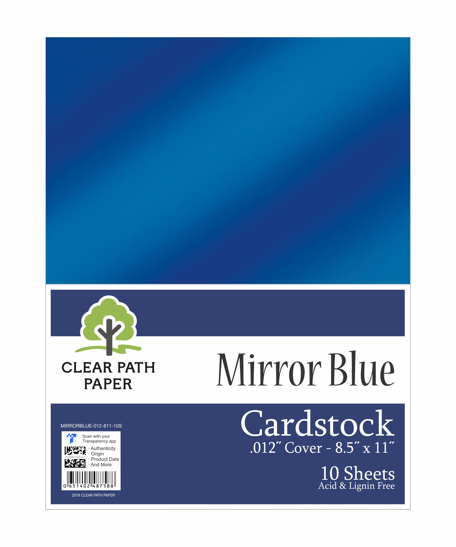 Mirror Blue Cardstock - 8.5 x 11 inch - .012