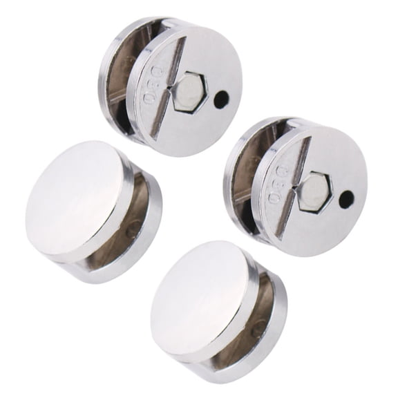Mirror Buckle 4 Pcs Round Shape Glass Bracket Floating Clip Mirrors Wall Mount Zinc Alloy