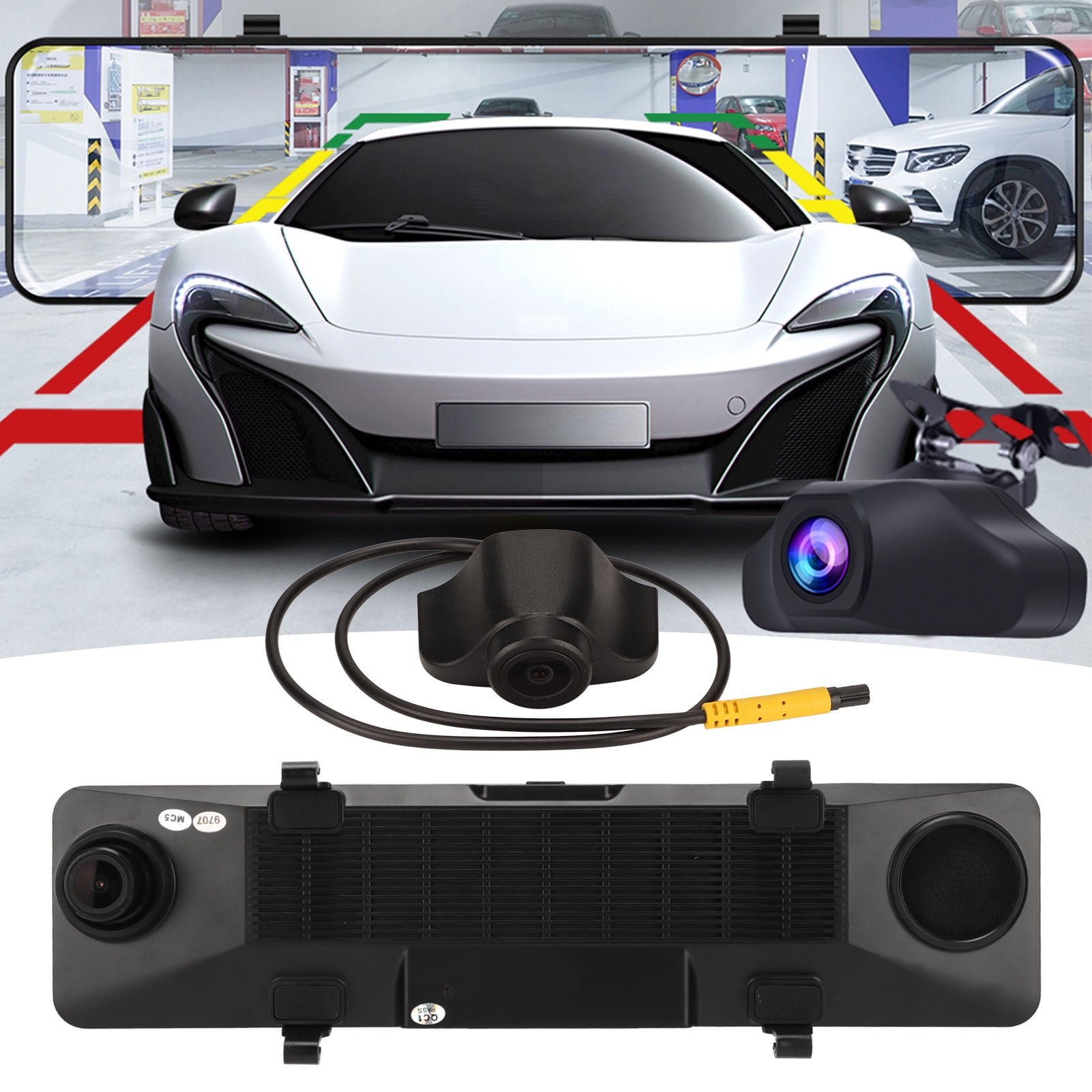 Mirror Cam, 11.66in 1600x600 1080P Dual Cameras Full HD Rear View