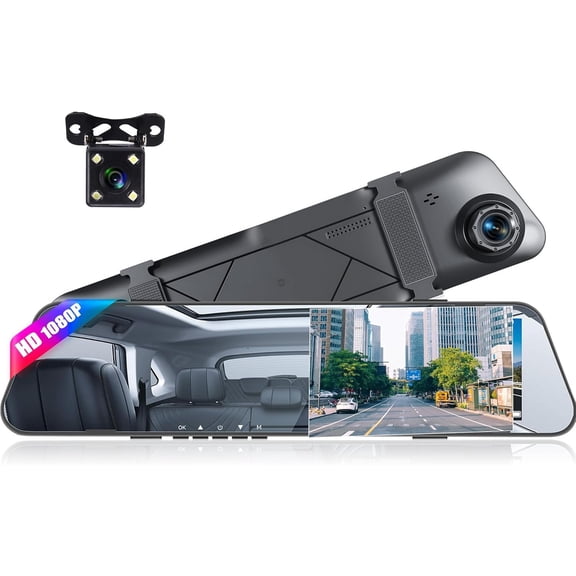 Mirror Cam for ,4.5 Inch Rear View Mirror 1080P Front and Rear View Cameras,Super Night Vision,Parking Assistance,24H Parking , Backup Camera
