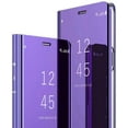 thumbnail image 1 of Mirror Case for Apple iPhone 13 Mini（Not 13）, Wireless Charging Luxury View Smart Display Ultra Thin Makeup Phone Cover for Apple iPhone 13 Mini QH Purple, 1 of 10
