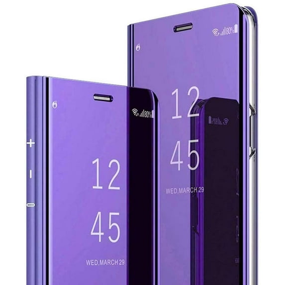 Mirror Case for Samsung Galaxy A23 4G/5G Support Wireless Charging, Luxury View Smart Display Case Ultra Thin Phone Cover for Samsung Galaxy A23 QH Purple