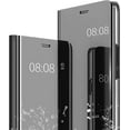 thumbnail image 1 of Mirror Case for Xiaomi Redmi Note 12 5G Support Wireless Charging, Clear Case for Xiaomi Poco X5, Smart View Cover Thin Ultra with Kickstand Flip Case for Mi Redmi Note 12 5G QH Black, 1 of 10