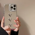 thumbnail image 1 of Mirror Case for iPhone 15 Pro, Mirror Case with Cute 3D Love Heart for Girls Women Makeup, Hard Mirror Back+Clear Soft TPU Bumper Slim Fit Anti-Drop Protective Case for iPhone 15 Pro -3 Hearts, 1 of 10