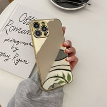Mirror Case for iPhone 15 Pro , Mirror for Girls Women Makeup, Cute Glossy Hard Mirror Back Clear Soft TPU Bumper Slim Fit Anti-drop Shockproof Protective Case for iPhone 15 Pro,Gold