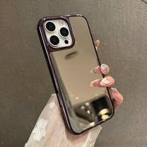 Mirror Case for iPhone 16 Pro Max, Mirror for Girls Women Makeup, Cute Glossy Hard Back Plating Edge Phone Bumper, Anti-Drop Shockproof Protective Phone Cover for iPhone 16 Pro Max, Purple