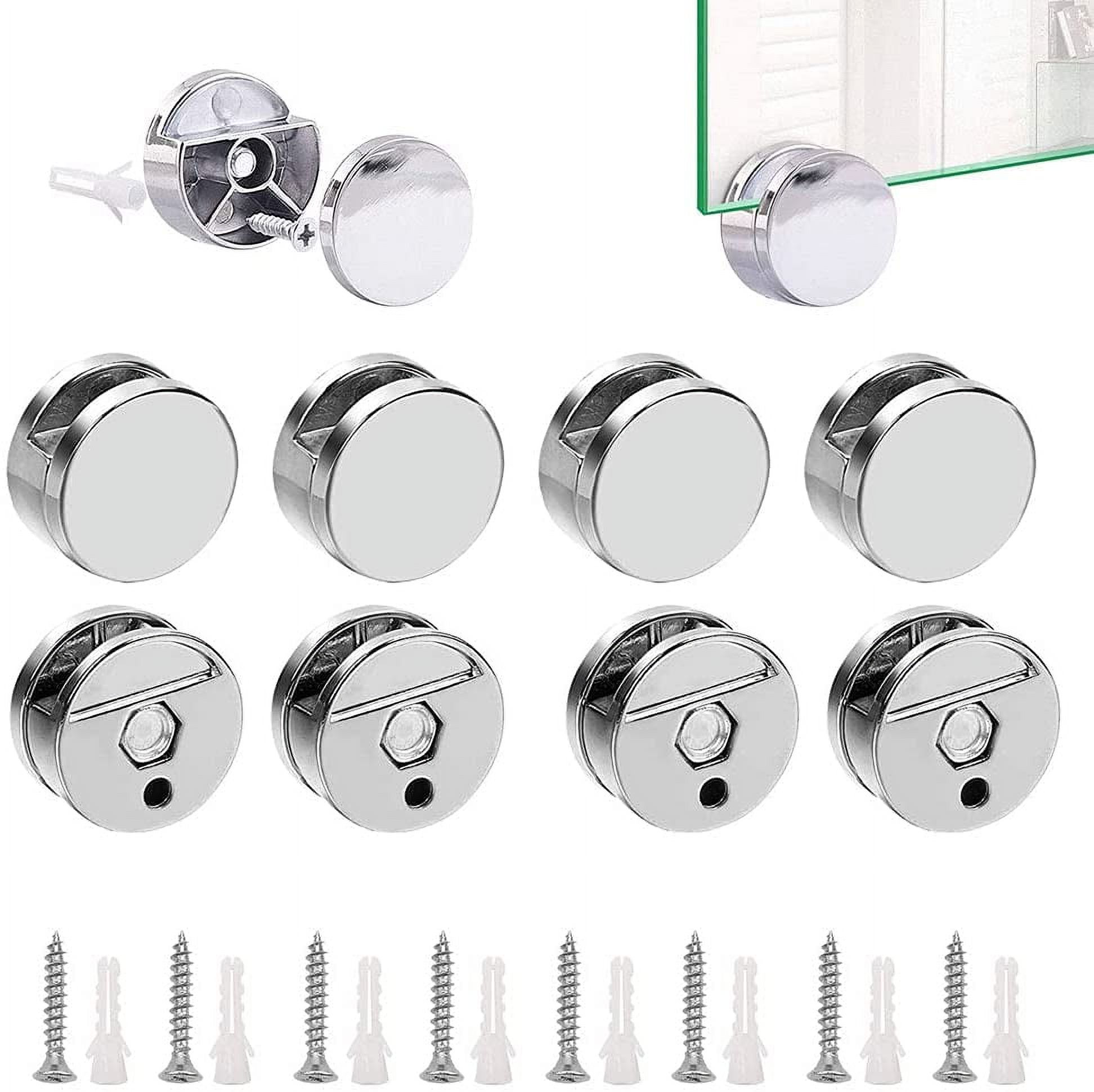 Mirror Clips, 8 Pieces Zinc Alloy Glass Shelf Bracket, Mirror Fasteners for Fixing Glass Mirrors
