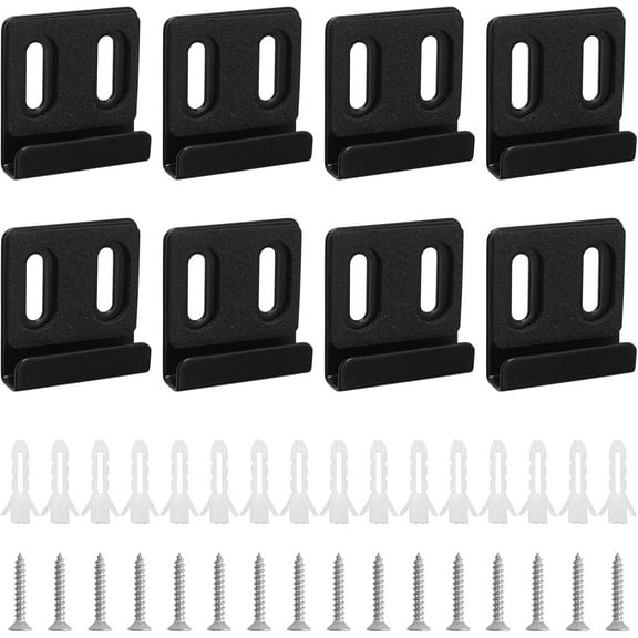 Mirror Clips, 8Pcs Stainless Steel Mirror Holder Glass Retainer Clips Metal Mirror Support Brackets Wall Mounting Hanger for Frameless Mirror (Black)