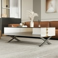 thumbnail image 1 of Mirror Coffee Table, Modern Rectangular Storage Coffee Table with 2 Drawers & Metal Base, Black High Gloss Top with Reflective Sides for Living Room, 47.3 Inch, 1 of 11
