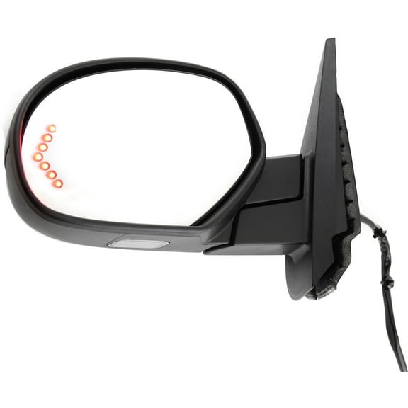 Mirror Compatible With 2007-2014 Chevrolet Tahoe 2007-2013 GMC Sierra 1500 Left Driver Side Heated In-glass Signal Light 1 Paintable and Textured Black Cap Kool-Vue