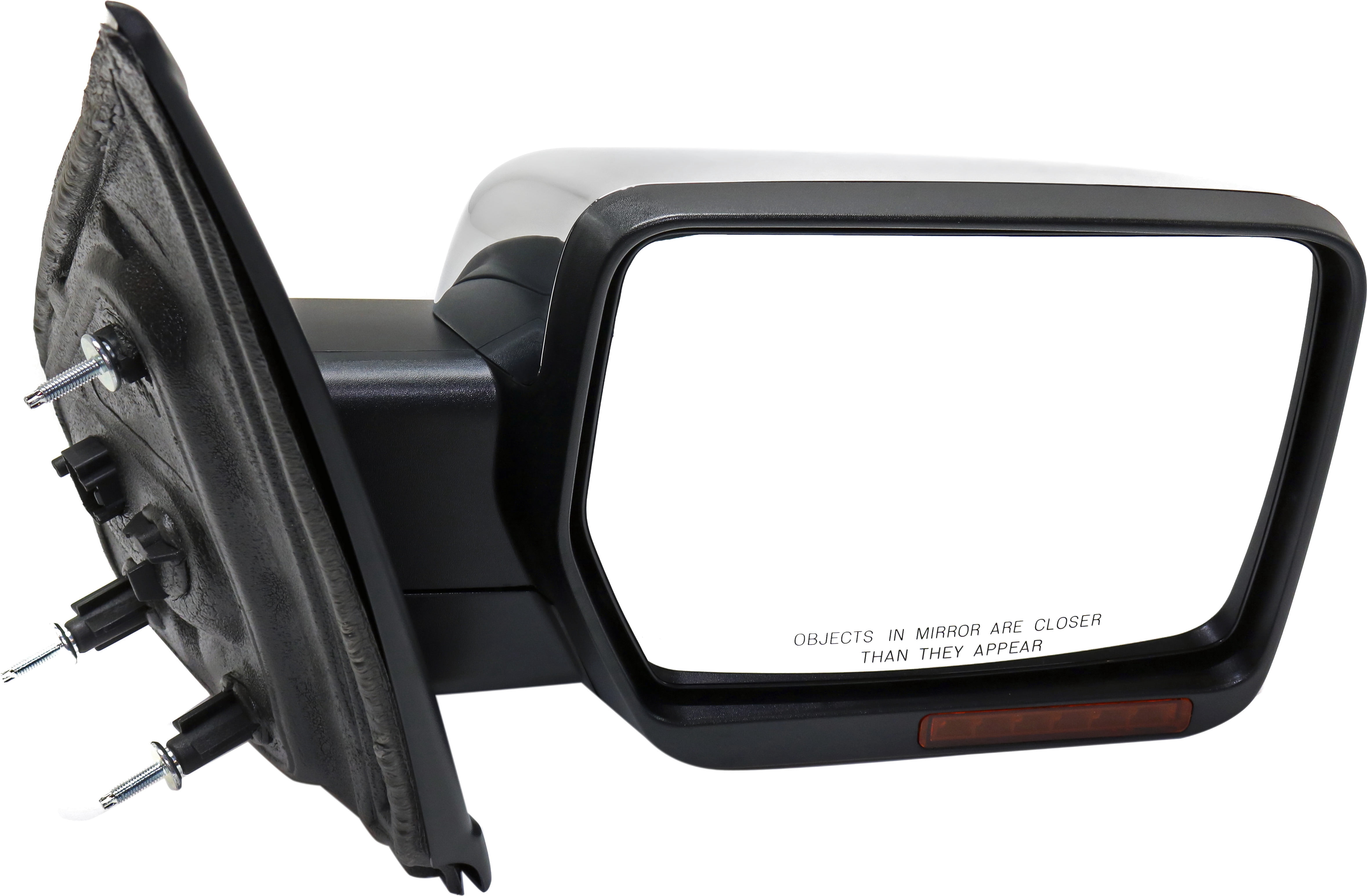 Mirror Compatible With 2009-2010 Ford F-150 Right Passenger Side Heated In-housing Signal Light Chrome Kool-Vue