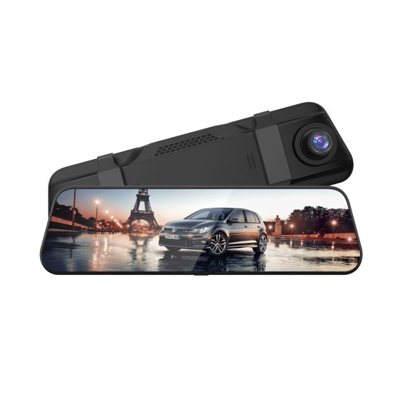 Mirror Dash Cam 10" Touchscreen, 4K Front and Rear Car Camera with Night Vision, 128GB Card, Parking Assist, Loop Recording, G-Sensor