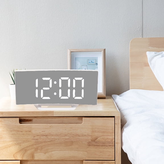 Mirror Digital Alarm Clock with Voice, Talking Electronic Clock for Students, Large Display Desk Clock for Bedroom and Study^