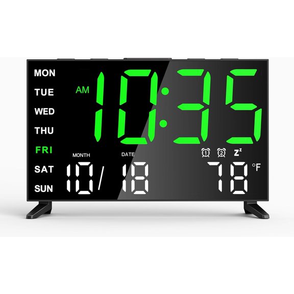 Mirror Digital Loud Alarm Clock with with Date,Indoor Temperature,USB Charging Port,Dimmer,Adjustable Volum,12/24H,Snooze,Dual Alarms (Weekday/Weekend),Perfect for Bedroom and Living Room