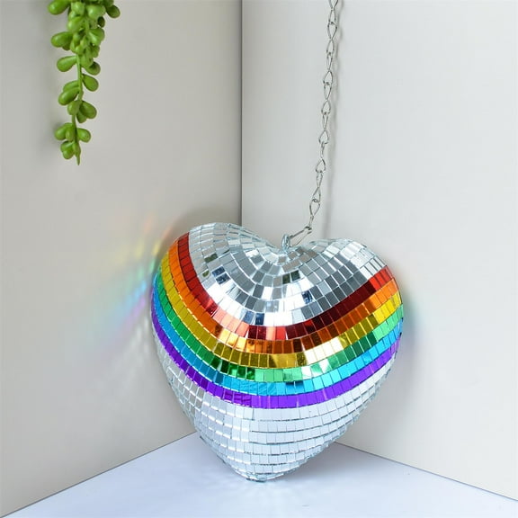 Mirror Disco Ball,6 Inches Disco Balls with Hanging Ring,Cool Heart Shape Reflective Light Mirror Balls for for DJ Club Party, Disco Dancing Party Decoration,Large Hanging Party Disco Ball