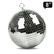 Mirror Disco Ball - 8-Inch Silver Hanging Disco Ball for Party Wedding Holiday Home Decoration by JZSDB