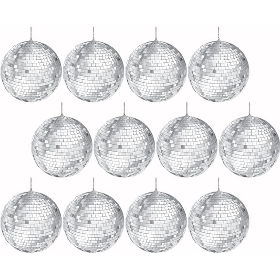 Mirror Disco Ball With Attached String For Hanging Ring, Reflects Light, Party Favor,2"(6-Pack)
