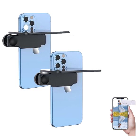Mirror Effect Lens - Capture Stunning Reflections Instantly, Smartphone Camera Mirror Reflection Clip Kit, Adjustable Angle Mobile Phone Camera Mirror Clip for Travel (Black-2Pc)