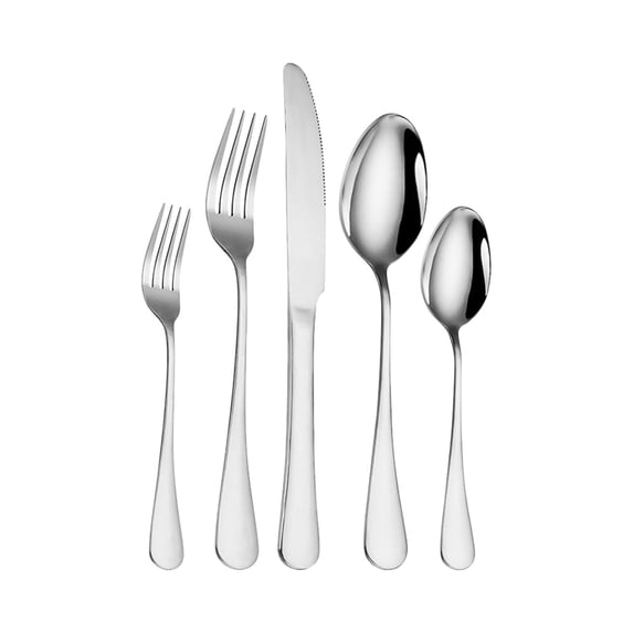 Mirror Finish Stainless Steel Flatware Set, Elegant Dining Utensils Collection for Everyday Meals, Dishwasher Safe Cutlery with Modern, Complete Table Setting Solution for Home Use