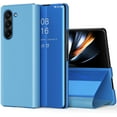 thumbnail image 1 of Mirror Flip Case for Samsung Galaxy Z Fold5 Support Wireless Charging, Clear View Window with Kickstand Thin Ultra Phone Case for Samsung Galaxy Z Fold 5 QH Blue, 1 of 13
