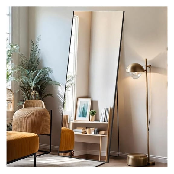 Mirror Full Length, 21"x64" Body Wall Mirrors with Shatter-Proof Glass, Floor Standing, Hanging or Leaning, Large Tall Mirror with Stand Aluminum Alloy Frame for Bedroom Cloakroom