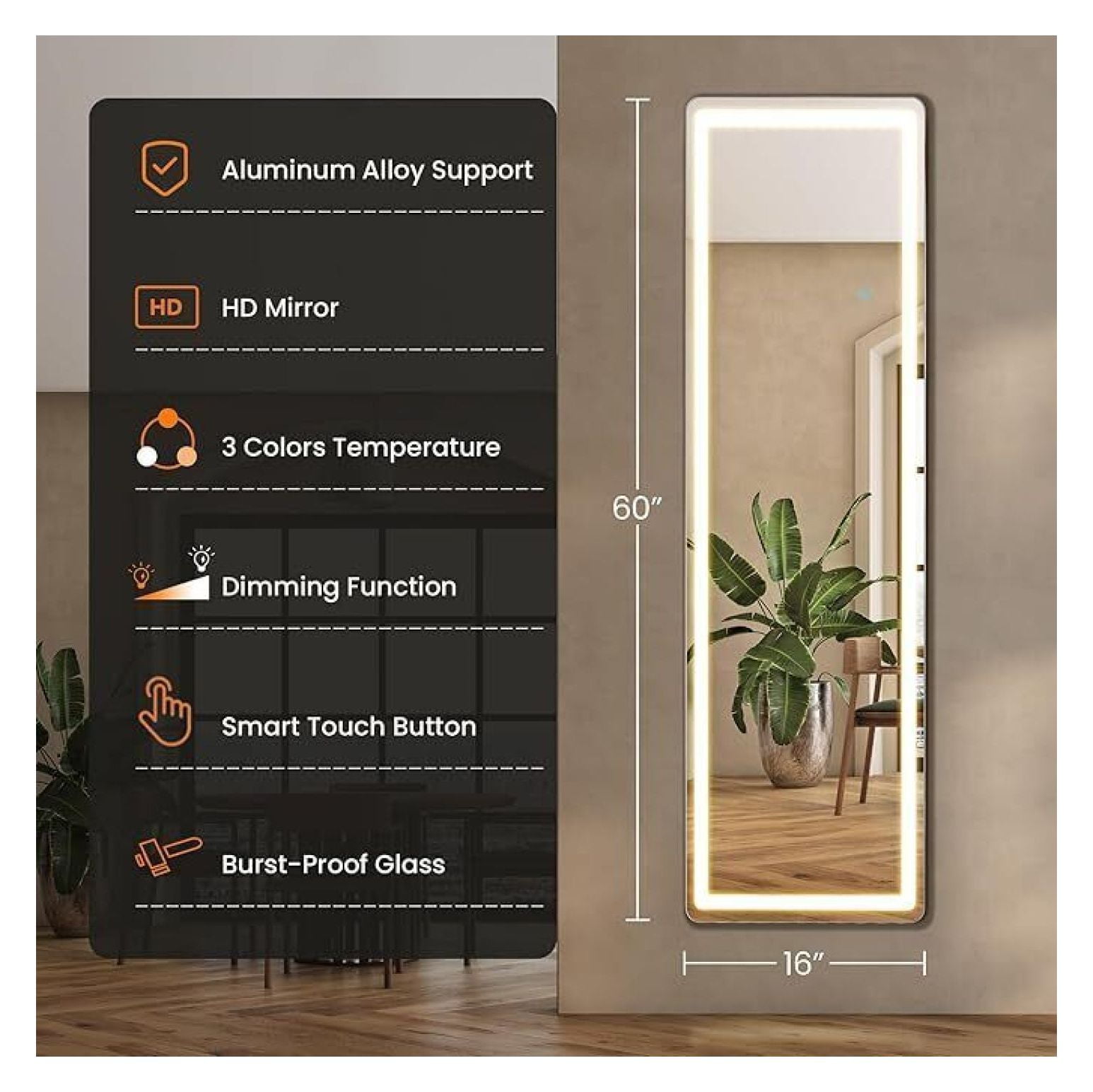 Mirror Full Length Standing Mirror Full Body Floor Standing Mirrors ...