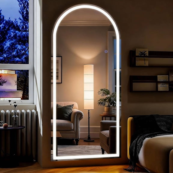 Mirror Full Length Tempered Glass Arched Full Body Mirrors with Dimming & 3 Color Lighting 30 x 71 Inch Full Length Mirror for Bedroom, Dressing Room