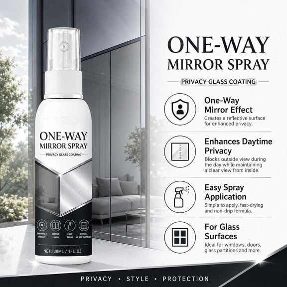 Mirror Glass Spray, One Way Privacy Coating With Anti Peeping Protection And Bright Reflection Effect, Window Film Alternative For Bathroom Glass Car Windows And Home Spaces