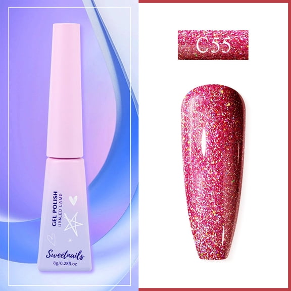 Mirror Glitter Nail Polish, Holographic Nail Polish, Dry Base Top Coat for Fingernail and Toenail French Manicure Art, Quick-Dry formula with Glossy Finish